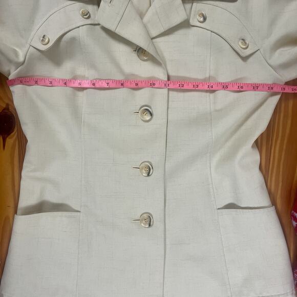 Vintage 1970s Primrose Yellow Trench Coat Button Up Size S No Belt Lorendale - Picture 8 of 16